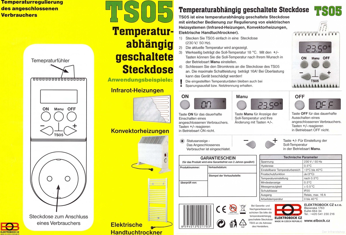Thermo Schaltsteckdose TS05 Steckdosen Thermostat